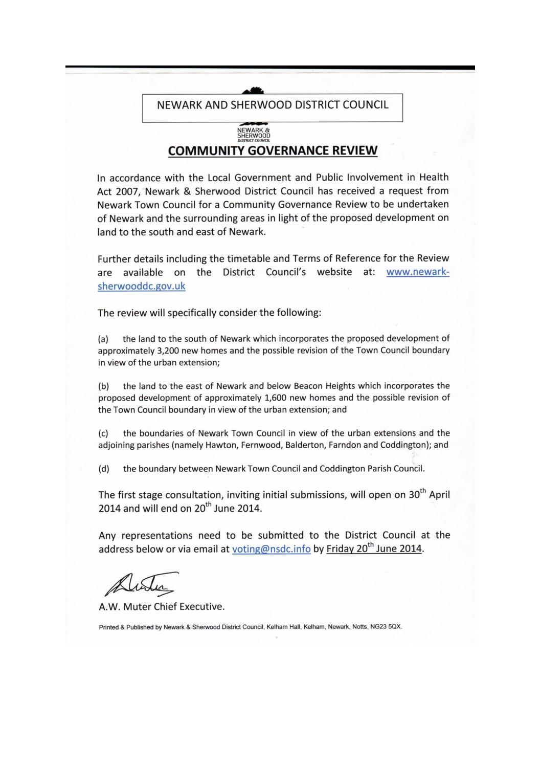 COMMUNITY GOVERNANCE REVIEW CONSULTATION 30 APRIL - 20 JUNE 2014