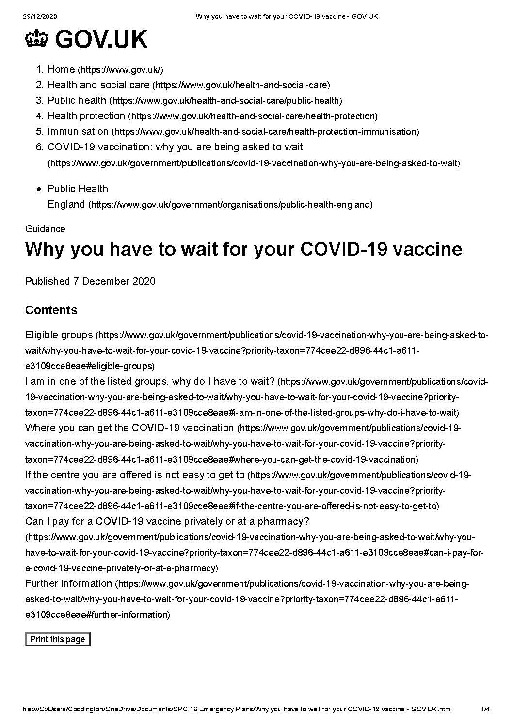 Covid-19 Vaccination Programme