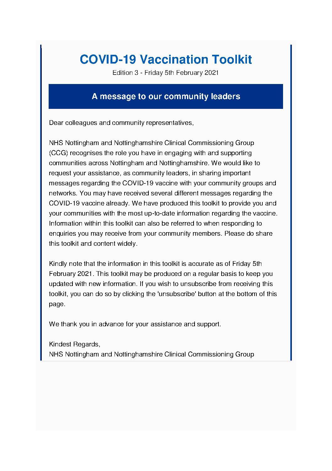 Covid -19 Vaccination Toolkit Edition 3 (5 February 2021)