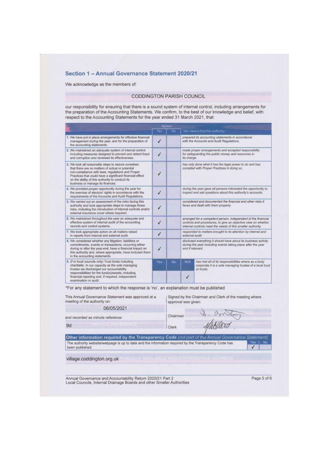 Annual Governance Statement 2020-21