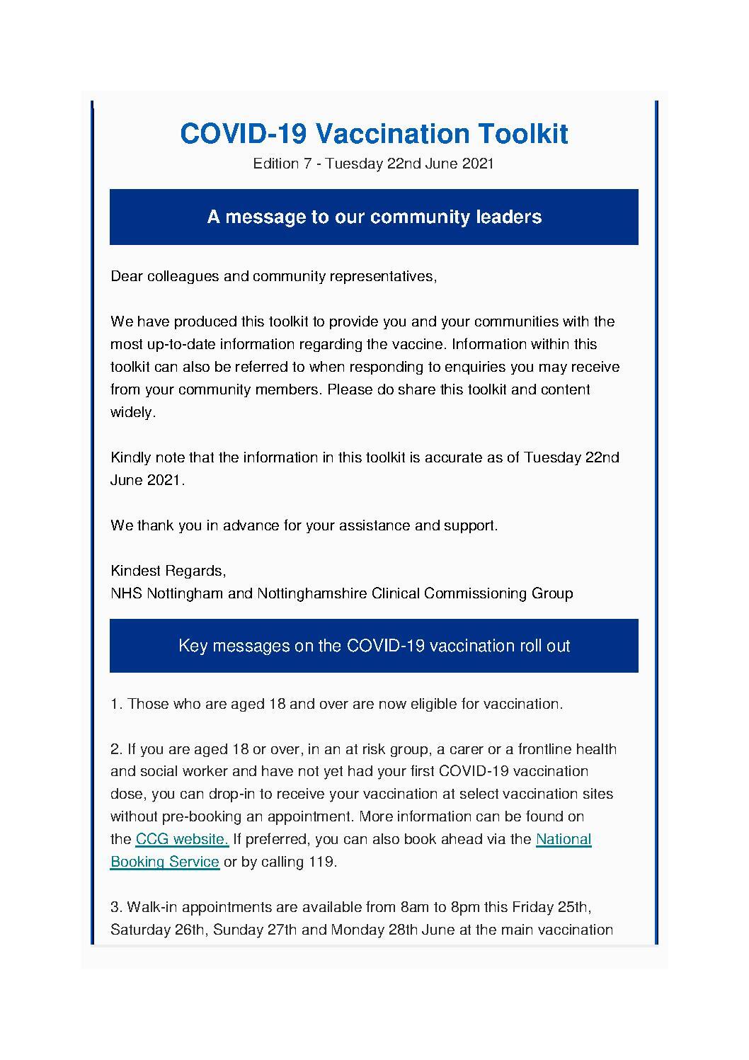 Covid 19 Vaccination Toolkit Edition 7 June 2021